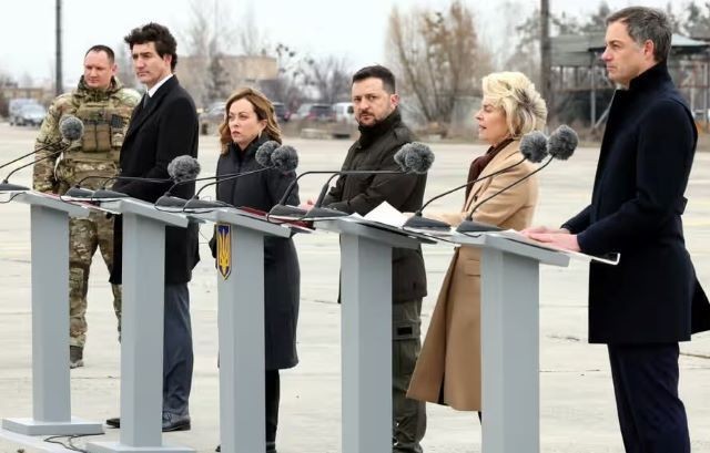 Imagem da noticia Líderes ocidentais visitam Kiev no dia em que guerra entre Ucrânia e Rússia completa dois anos