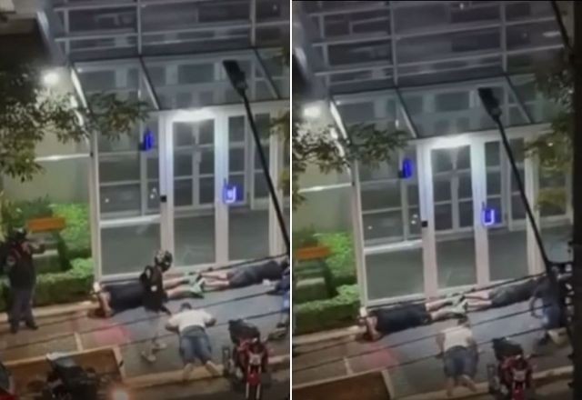 Imagem da noticia Vídeo: Grupo é rendido e obrigado a deitar no chão durante assalto em saída de condomínio