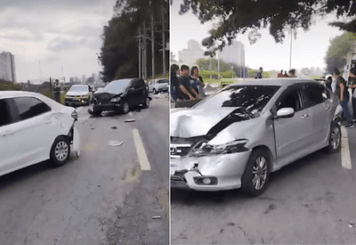 Vídeo mostra momento em que ônibus tem pane e causa engarrafamento na Raposo Tavares (SP) Vídeo mostra momento em que ônibus tem pane e causa engarrafamento na Raposo Tavares (SP)