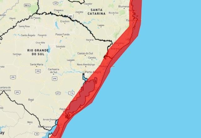 Imagem da noticia Ventos a 110 km/h e ondas de 6 metros na região Sul do Brasil