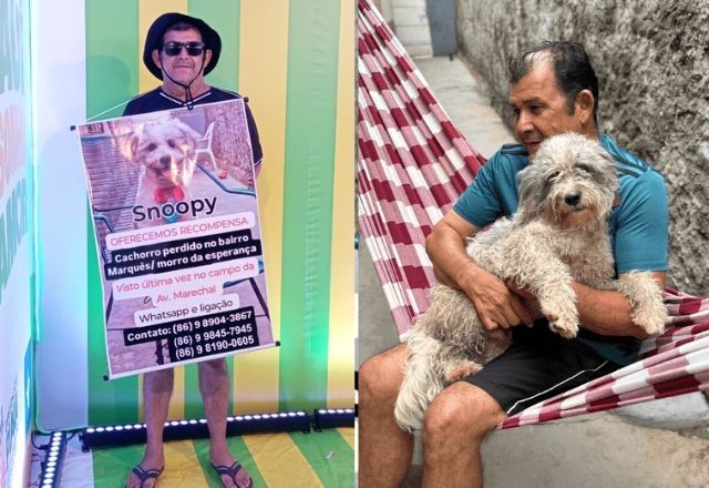 Imagem da noticia Idoso que usava cartaz pendurado no pescoço para encontrar cão perdido há meses reencontra pet