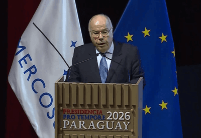 Acordo UE-Mercosul envia mensagem "positiva" em "cenário de incertezas e tensões", diz Vieira na assinatura Acordo UE-Mercosul envia mensagem "positiva" em "cenário de incertezas e tensões", diz Vieira na assinatura