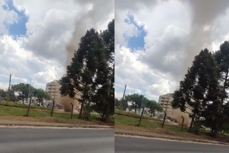 Imagem da noticia Moradores confundem redemoinho de poeira com furacão em Curitiba