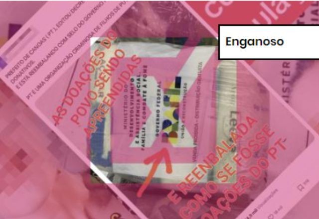 Imagem da noticia ENGANOSO: Não há evidências de que doações ao Rio Grande do Sul tenham sido reembaladas com selo do governo federal