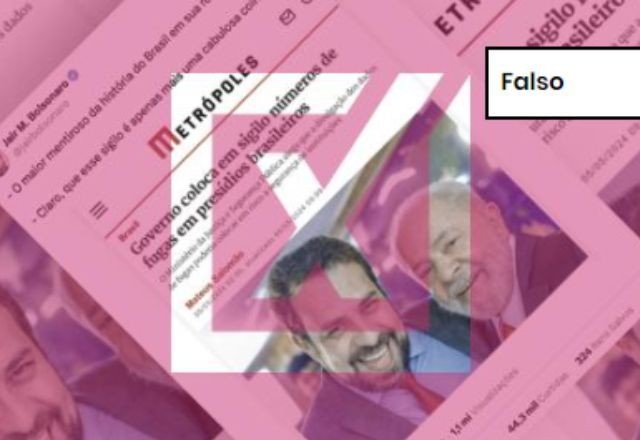 Imagem da noticia FALSO: Post de Bolsonaro usa montagem com foto de Lula e Boulos em reportagem sobre presídios