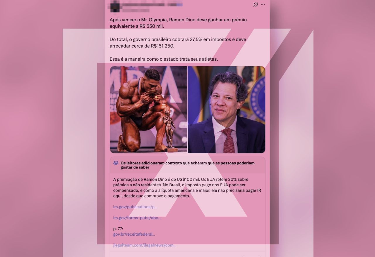 Imagem da noticia Imposto sobre prêmio de fisiculturista Ramon Dino é retido nos EUA e pode ser compensado no Brasil