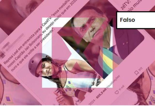 Imagem da noticia FALSO: Rayssa Leal não dedicou medalha olímpica a Bolsonaro em entrevista