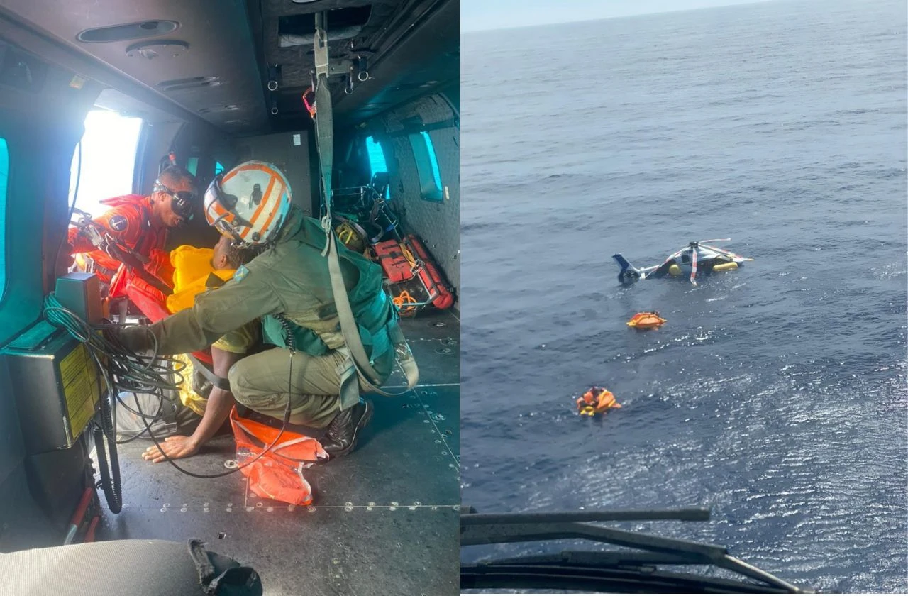 Imagem da noticia Marinha resgata 8 pessoas em helicóptero pousado no mar em Cabo Frio (RJ)