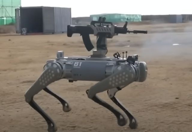 Imagem da noticia China apresenta cão-robô militar com fuzil para operações na cidade; assista