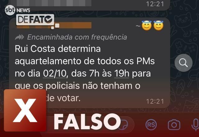 Imagem da noticia FALSO: Rui Costa não mandou aquartelar PM's no dia da eleição