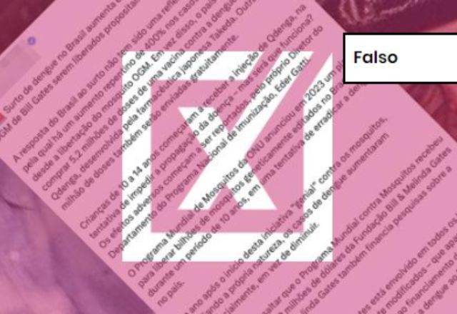 Imagem da noticia FALSO: Surto de dengue não tem relação com programa de mosquitos financiado por Bill Gates