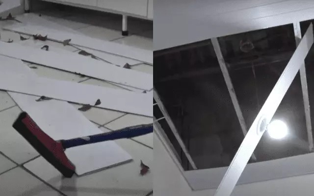 Imagem da noticia Teto de UPA desaba após fortes chuvas em SC