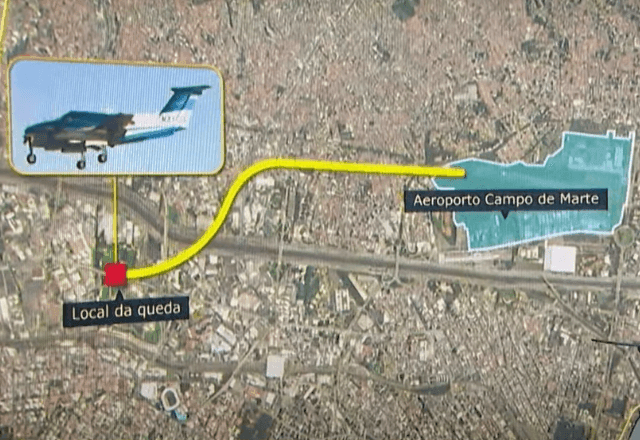 Imagem da noticia Avião caiu a cerca de 1 km do Terminal Barra Funda, em São Paulo; veja trajeto