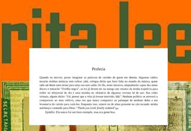 Imagem da noticia Rita Lee escreveu "profecia" sobre a repercussão de sua morte