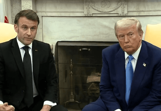 Imagem da noticia Ao lado de Macron, Trump diz que Putin aceitará forças de paz europeias na Ucrânia
