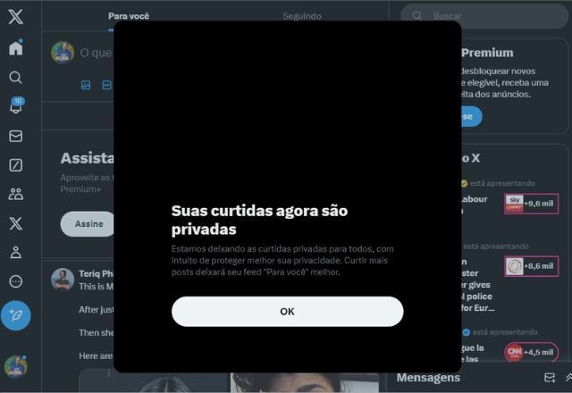 Imagem da noticia X (antigo Twitter) esconde curtidas na rede social; entenda