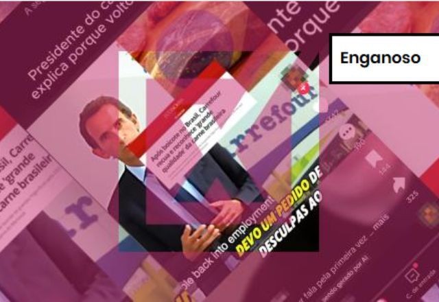 Imagem da noticia ENGANOSO: Vídeo engana ao dizer que CEO do Carrefour mudou de ideia sobre carne do Mercosul após conversa com Musk e Bolsonaro