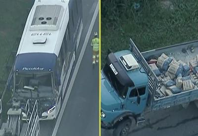 Acidente com caminhão e ônibus deixa 11 feridos na rodovia Anhanguera