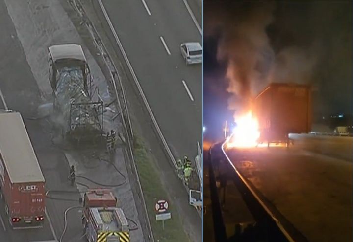 Imagem da noticia Carreta pega fogo no Rodoanel, em Carapicuíba (SP); região registra lentidão