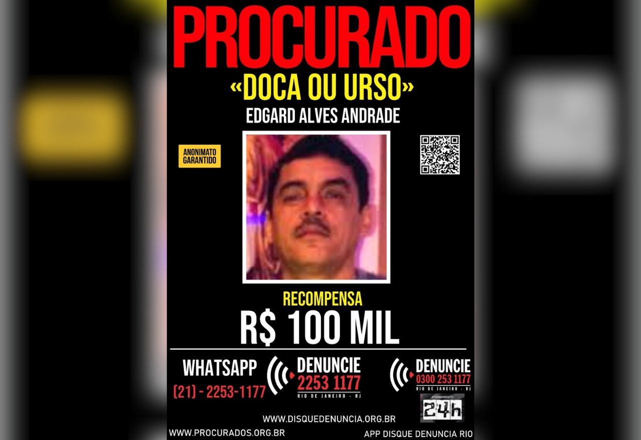 Imagem da noticia Disque Denúncia recebe 24 ligações sobre Doca, líder do CV; recompensa é de R$ 100 mil