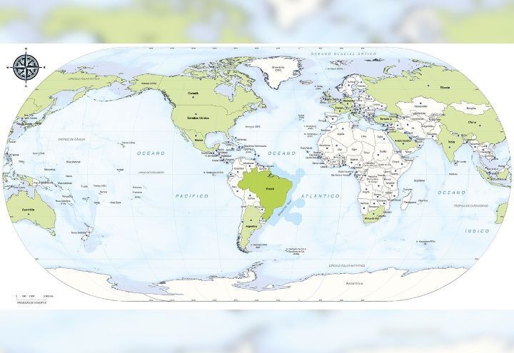 Imagem da noticia IBGE lança mapa-múndi com Brasil no centro do planeta