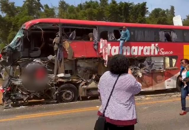 Batida entre ônibus e carreta deixa 11 mortos em Mato Grosso