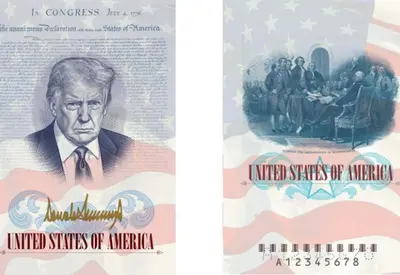 EUA lançam passaportes comemorativos com o rosto de Trump EUA lançam passaportes comemorativos com o rosto de Trump
