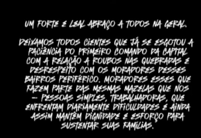 Vídeo com ameaça atribuído a facção impõe “fim dos roubos” em Paraisópolis Vídeo com ameaça atribuído a facção impõe “fim dos roubos” em Paraisópolis