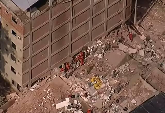 2019: Desabamento de dois prédios em Muzema, na Zona Oeste do Rio de Janeiro| reprodução SBT Brasil