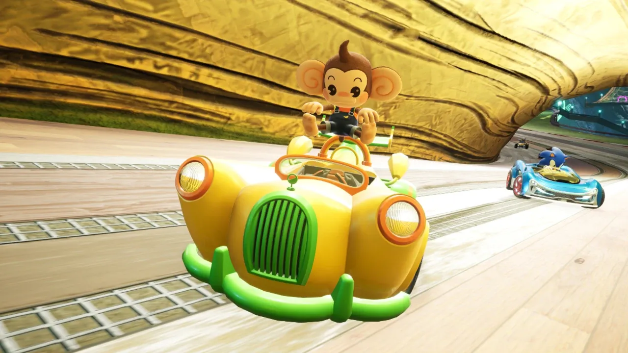 Personagem AiAi chega a 'Sonic Racing: CrossWorlds', acompanhado do veículo exclusivo Banana Cruiser | Divulgação