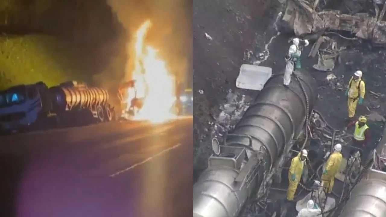 Acidente entre carretas interdita parte do Rodoanel em SP