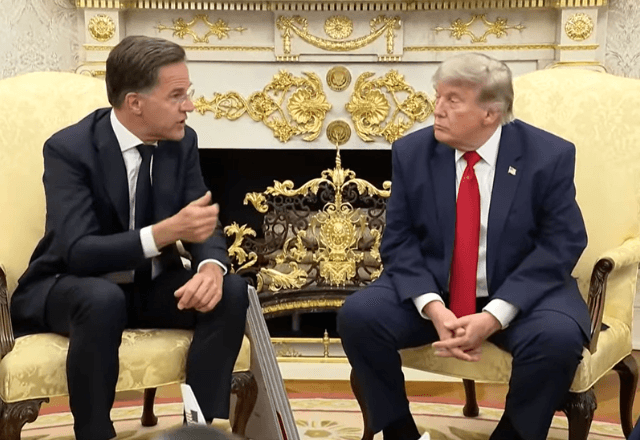 Presidente dos EUA, Donald Trump, se encontra com o secretário-geral da Otan, Mark Rutte, na Casa Branca | Foto: Reuters - 24.06.2026