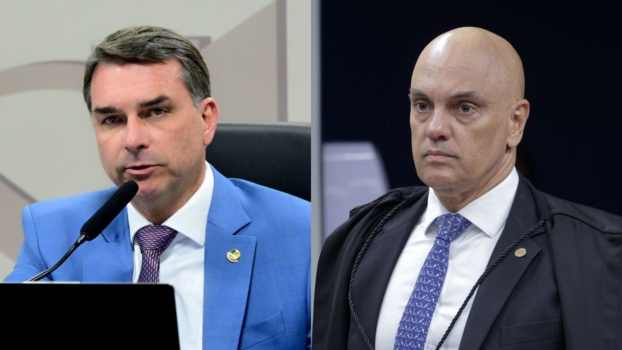 O senador Flávio Bolsonaro (PL/RJ) e o ministro do STF Alexandre de Moraes | Geraldo Magela/Agência Senado e Rosinei Coutinho/STF