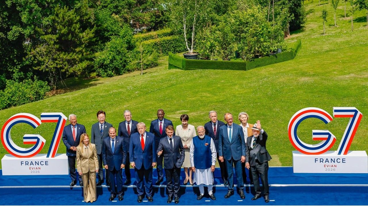 Fotografia oficial dos chefes de delegação de países membros e convidados do G7, em Évian-les-Bains (França) | Divulgação/Ricardo Stuckert/PR