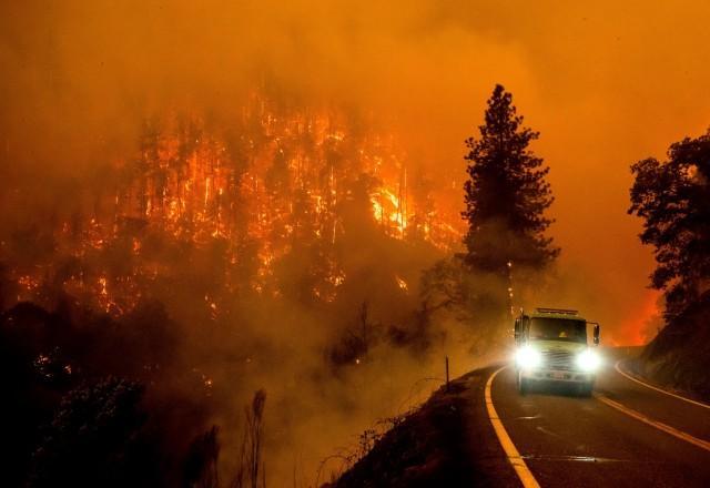 Com os termômetros chegando a 40ºC, países como Portugal e França registram um alto número de devastação florestal devido às queimadas | AP Photo/Noah Berger