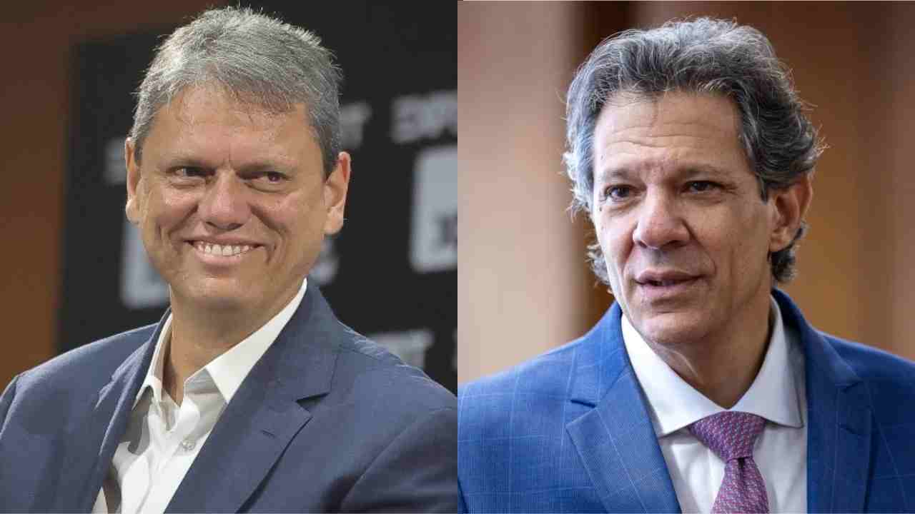 Tarcísio de Freitas (à esquerda) e Fernando Haddad (à direita) | Reprodução
