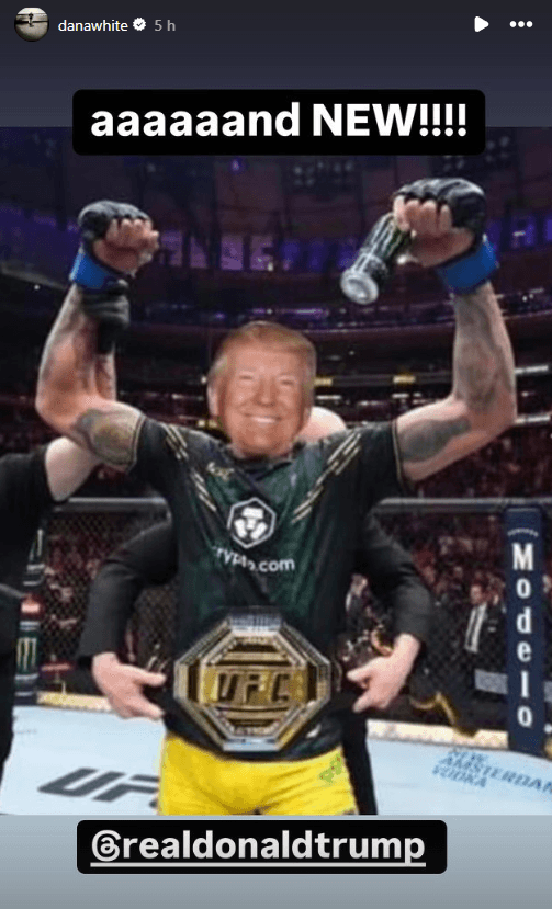 Dana White publicou montagem de Trump com cinturão de campeão do UFC | Reprodução