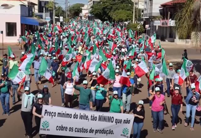 manifestação de produtores de leite no Rio Grande do Sul, fronteira com Argentina