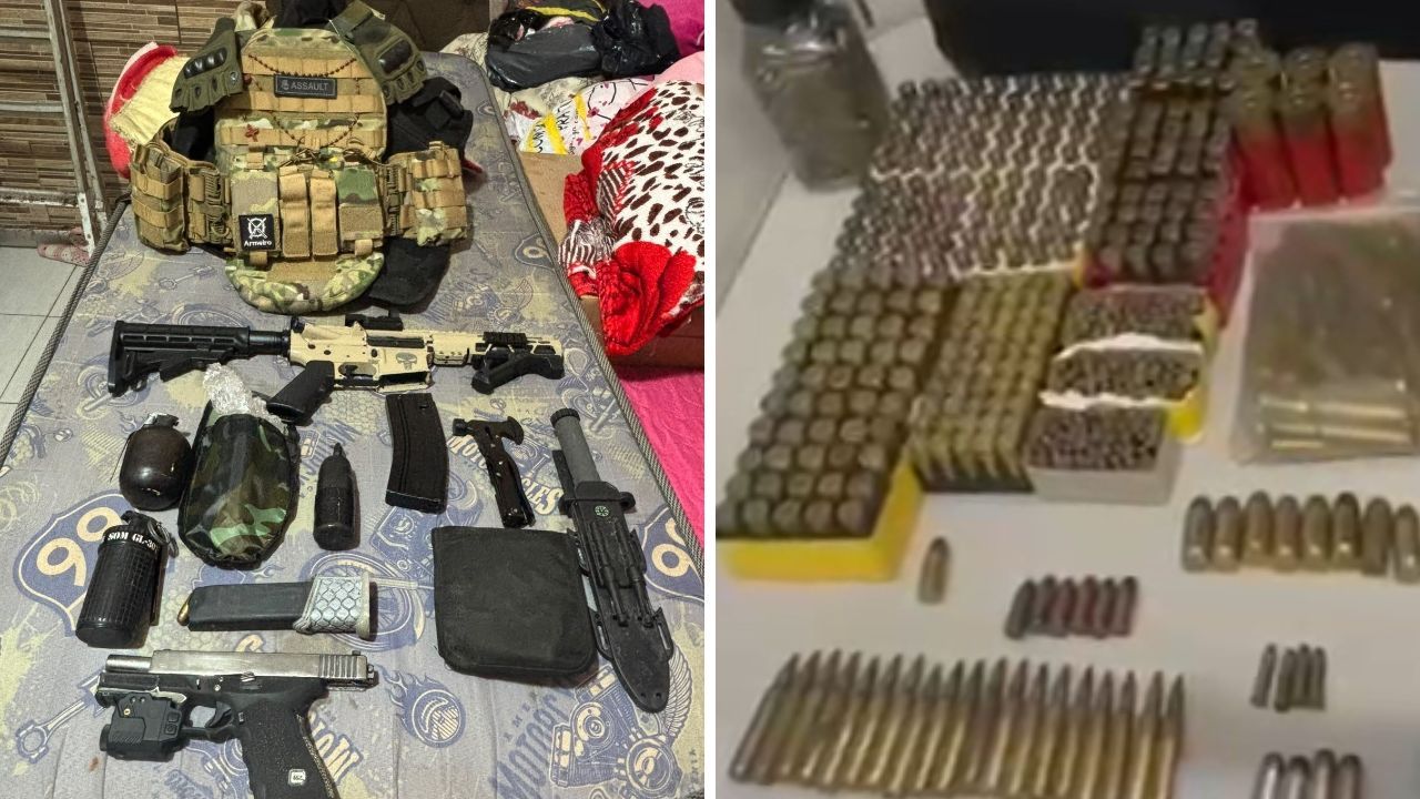 Homem é preso com arsenal de armas e explosivos em Guarujá